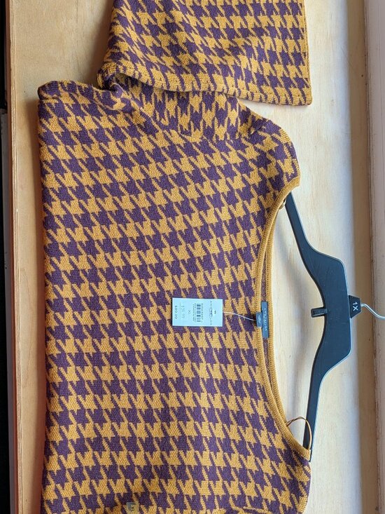 Ann Taylor Stylish Houndstooth Sweater in Brown and Gold XL - Picture 2 of 2